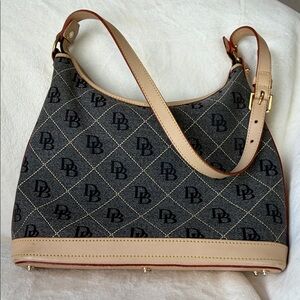 Dooney and Bourke Monogram Shoulder Strap Handbag Purse Bag Leather Tan